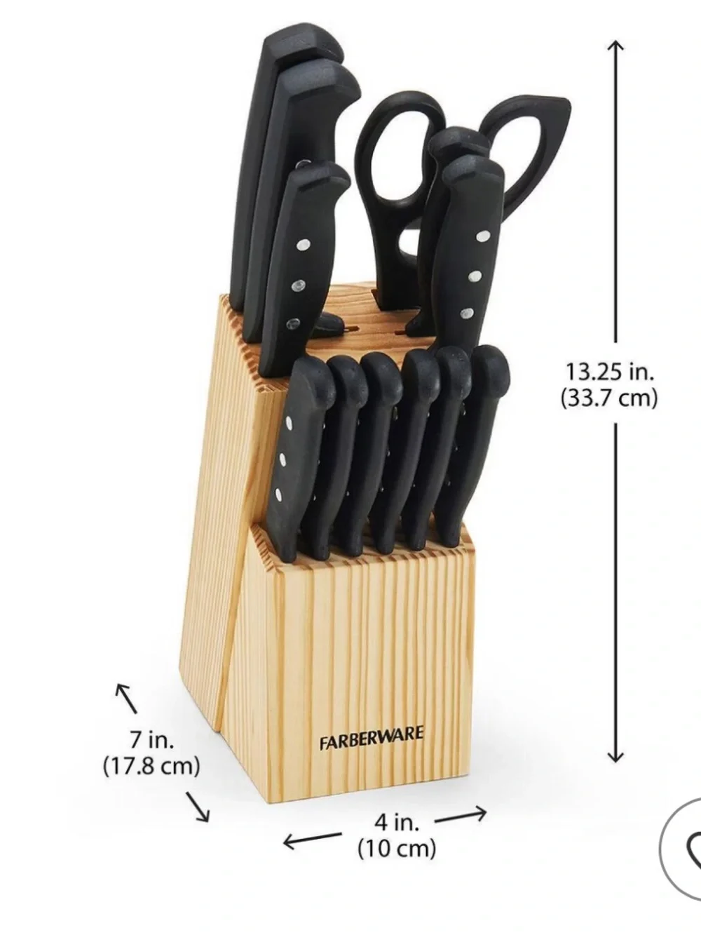 Farberware 22 Piece Black Triple-Riveted Knife Block Set with Kitchen Tools